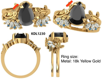 Custom Vines and Roses Salt and Pepper Diamond  Ring Set for Craig - mossNstone