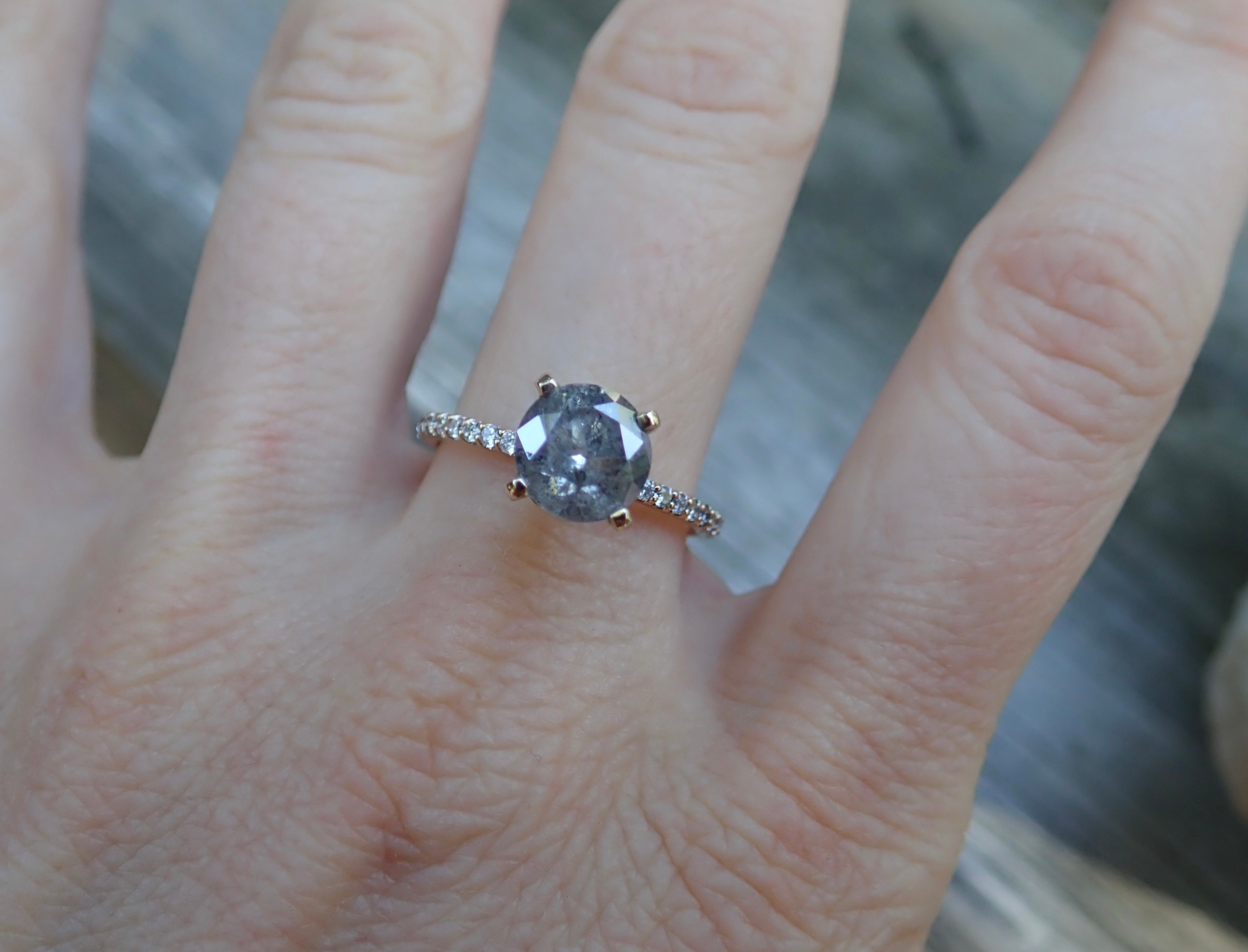Custom Payments For Robert Brilliant Cut Salt and Pepper Diamond Engagement Ring - mossNstone