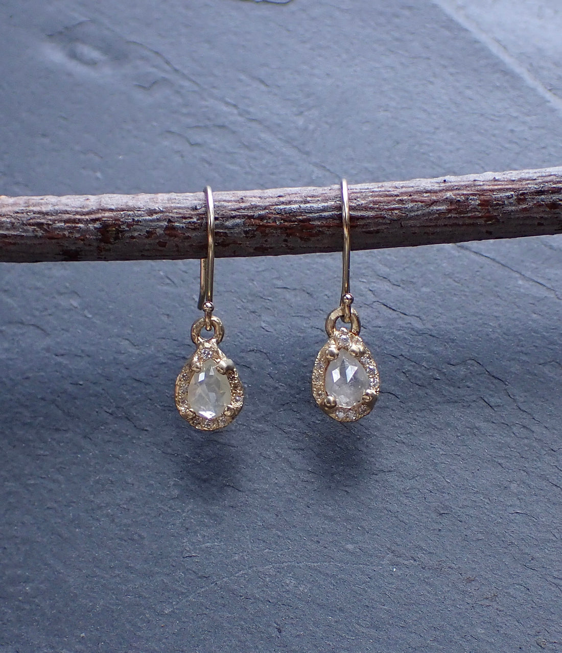 Natural Diamond Earrings - Salt and Pepper Diamond Ring- mossNstone