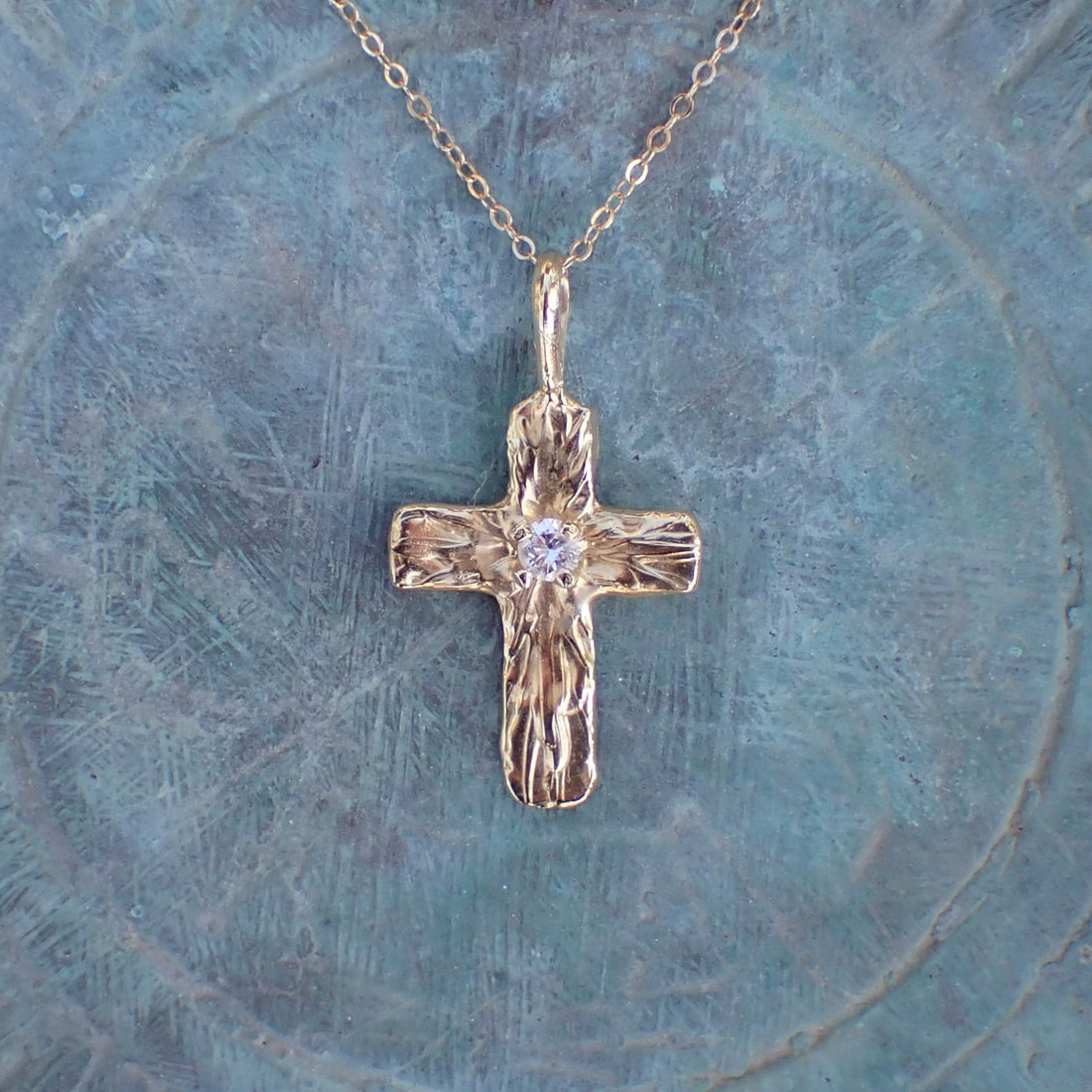 Radiant Golden Cross - Salt and Pepper Diamond Ring- mossNstone