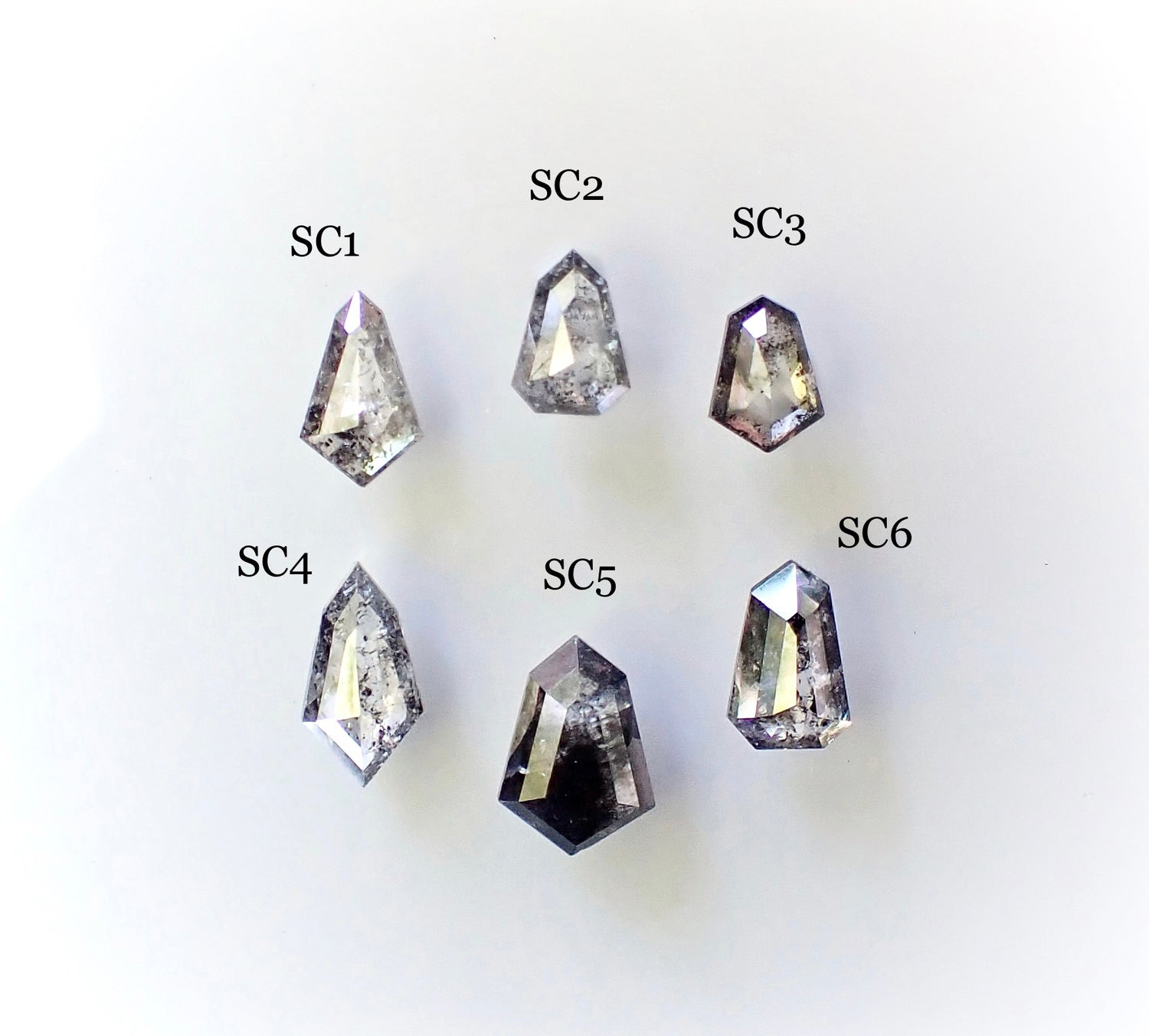 Select Your Own Shield Cut Diamond, 14k Hand Carved Setting - Salt and Pepper Diamond Ring- mossNstone