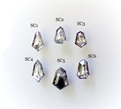 Select Your Own Shield Cut Diamond, 14k Hand Carved Setting - Salt and Pepper Diamond Ring- mossNstone