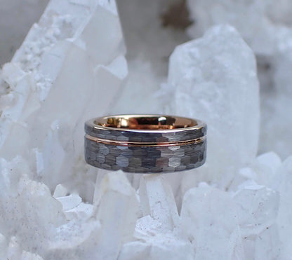 4mm Custom Tungsten Ring with 18k Rose Gold Accent - mossNstone