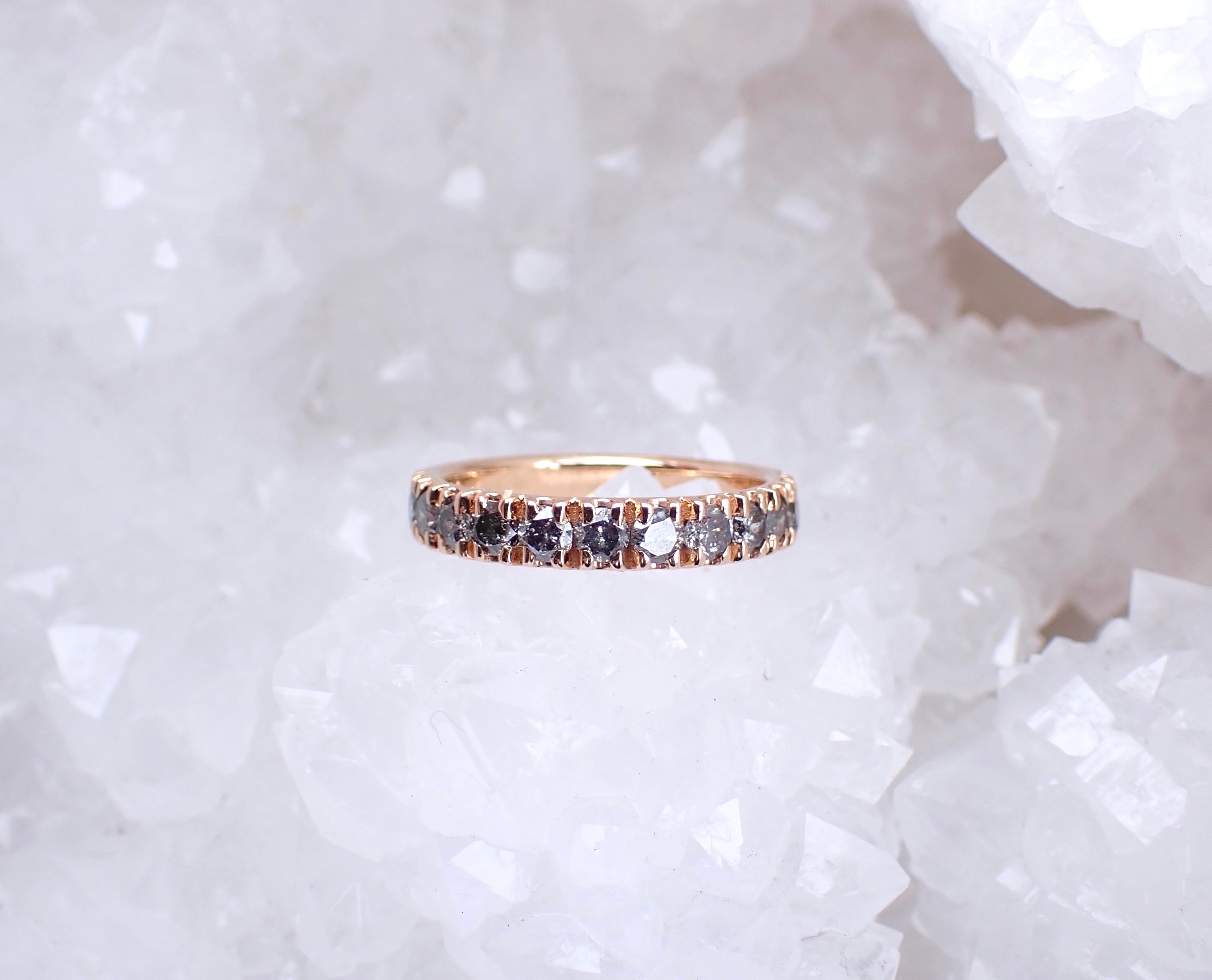 XL Diamonds Half Eternity Band with Salt and Pepper Diamonds - mossNstone