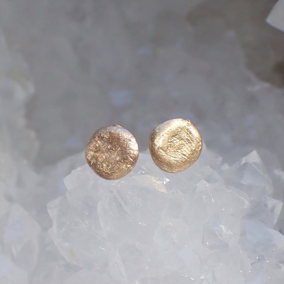 Simple Solid 14k Organic Gold Studs - mossNstone