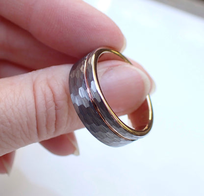 4mm Custom Tungsten Ring with 18k Rose Gold Accent - mossNstone