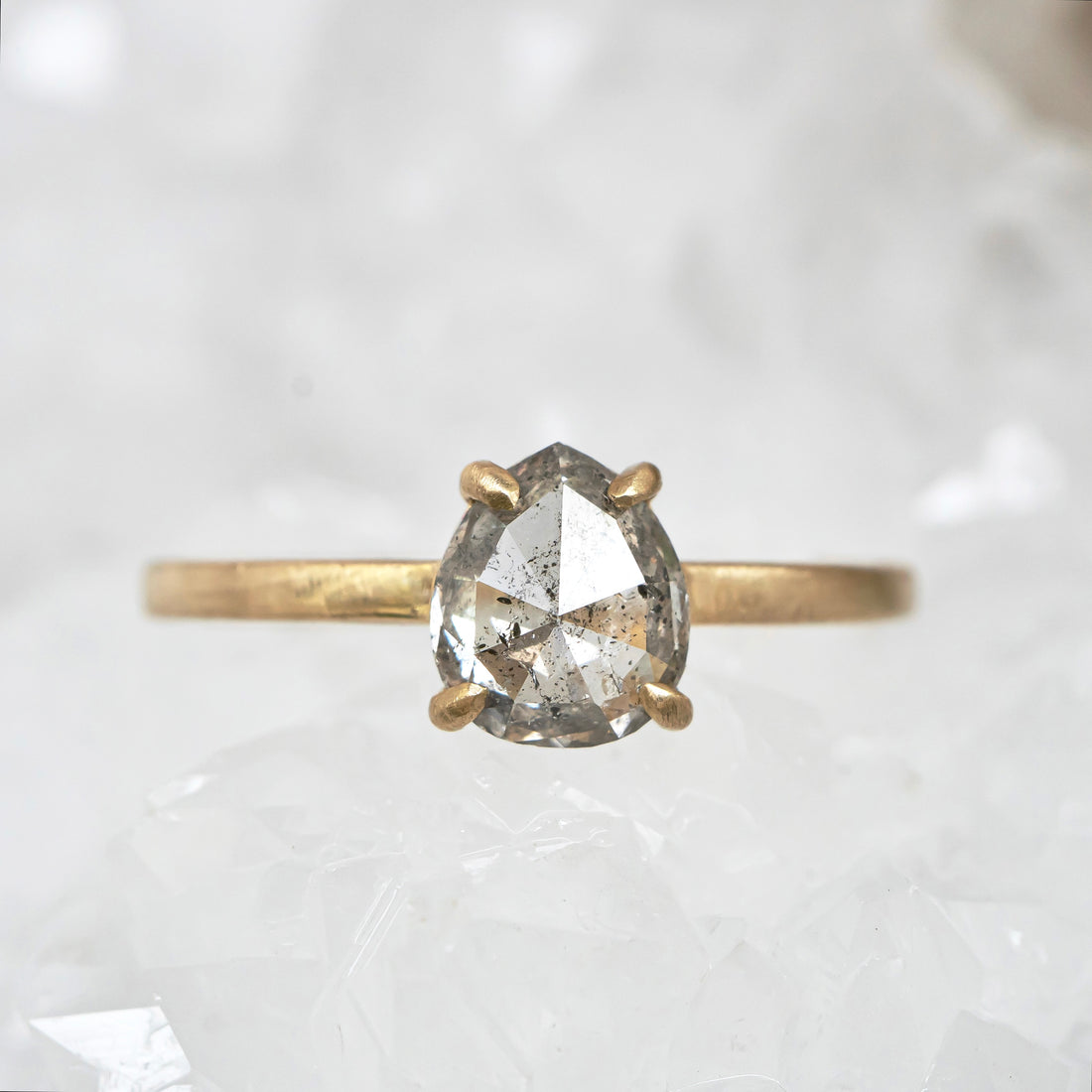 Ready to to ship: Salt and Pepper Pear Diamond Ring