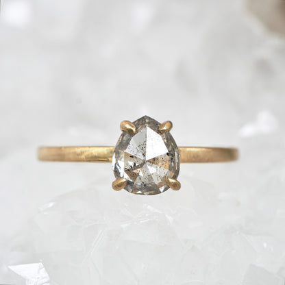 Ready to to ship: Salt and Pepper Pear Diamond Ring - Salt and Pepper Diamond Ring- mossNstone