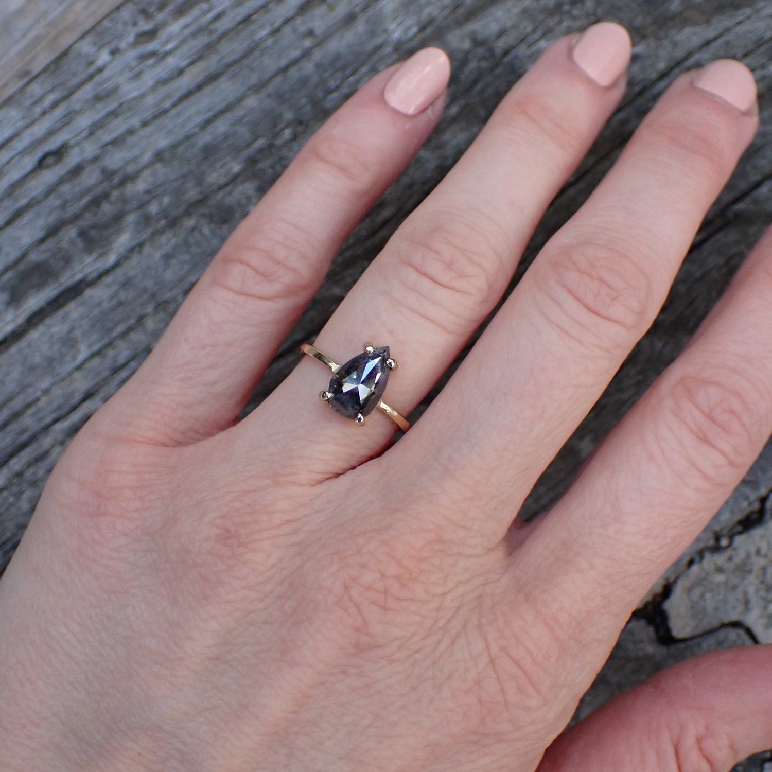 2.20ct Salt and Pepper, Black Diamond Ring - mossNstone