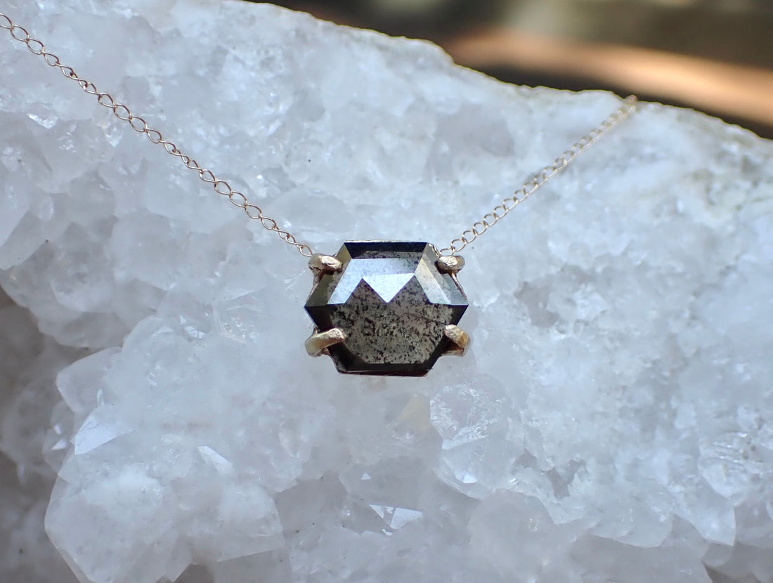 Geometric 2ct Black Diamond Pendant - mossNstone