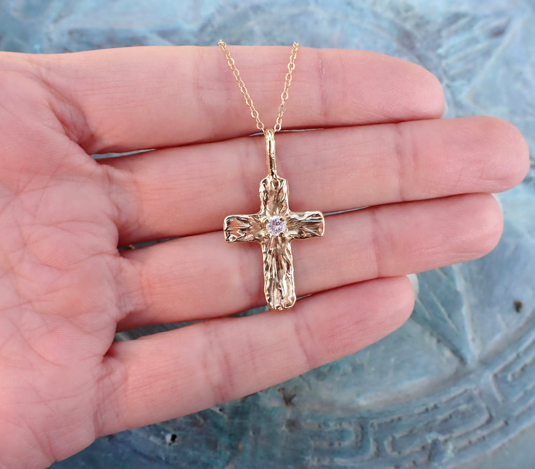 Radiant Golden Cross - Salt and Pepper Diamond Ring- mossNstone