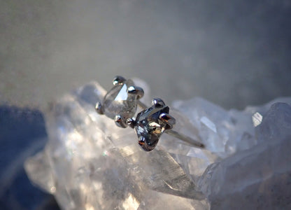 Custom Rose Cut Salt and Pepper Diamond Stud Earrings - mossNstone